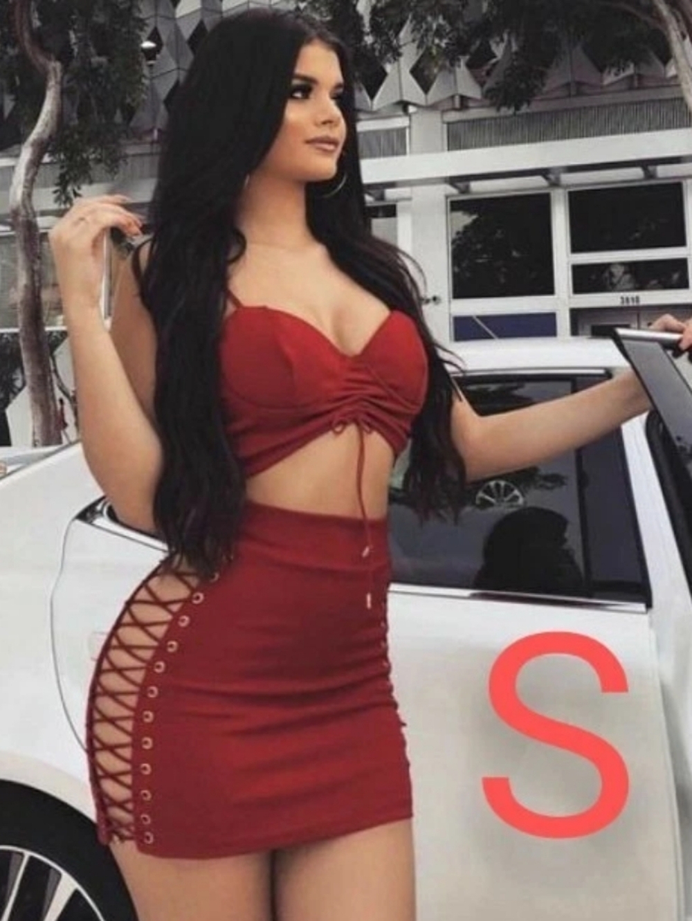🆕Burgundy Sexy Skirt & Top Two Piece Set Size S